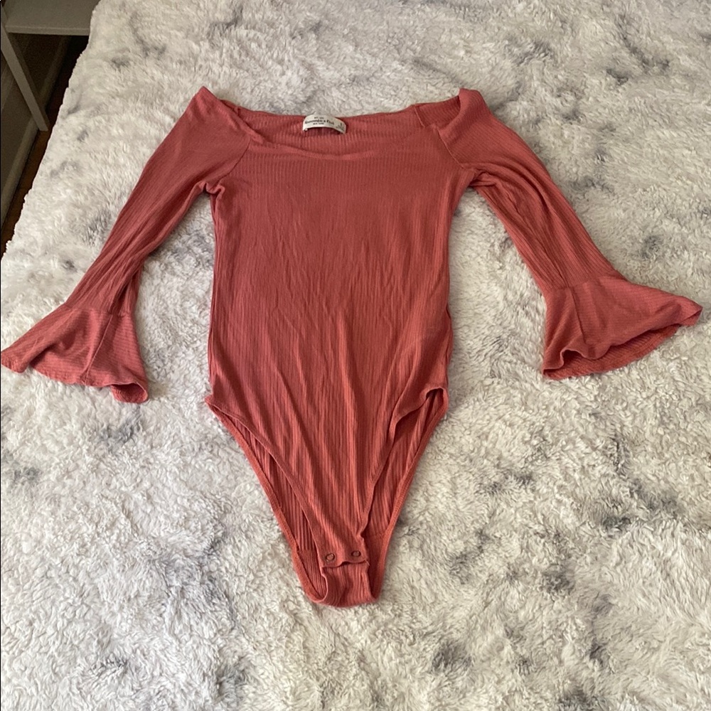 Abercrombie & Fitch Pink Bodysuit with Bell Sleeves